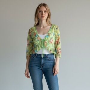 Sheer Floral & Ruffle Blouse | Cottagecore Vintage Top